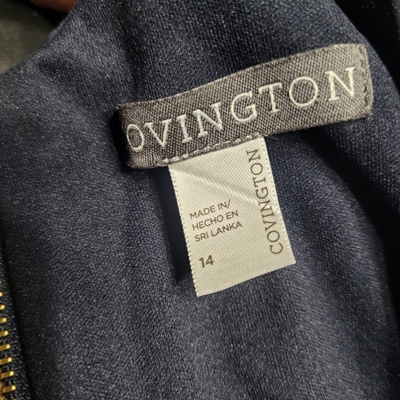 Covington Dark Navy Blue Chiffon Sleeveless Midi Dress Size 14 - Picture 3 of 7